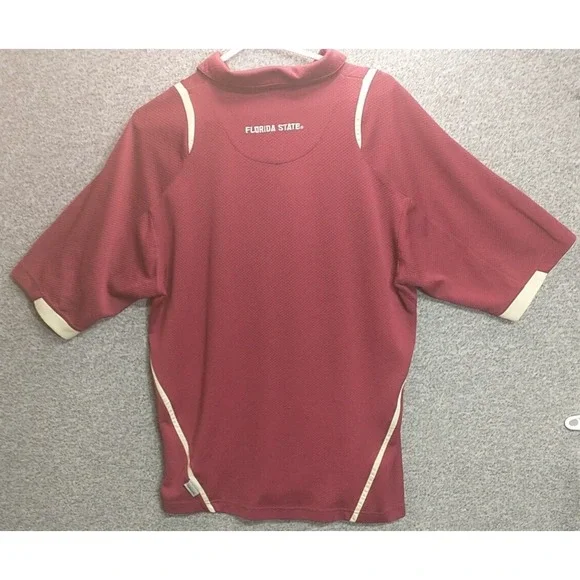 Nike Team FSU Florida State Seminoles Polo Shirt Garnet Mesh Mens Large Fit Dry - Picture 8 of 14